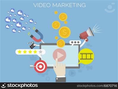 detailed illustration of a Video Marketing concept, social network and media communication, eps10 vector