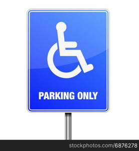 detailed illustration of disabled parking only road sign, eps10 vector