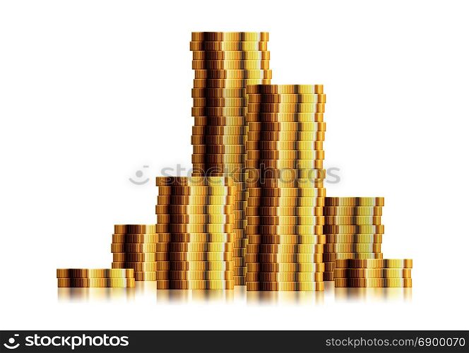 detailed illustration of multiple coin stacks, eps10 vector