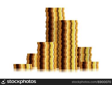 detailed illustration of multiple coin stacks, eps10 vector