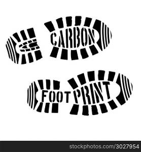 detailed illustration of shoeprints with carbon footprint text, eps10 vector. Carbon Footprint Shoeprints