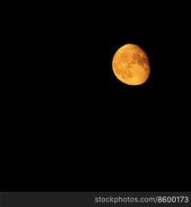 Detailed image of near full blood red super moon with copy space