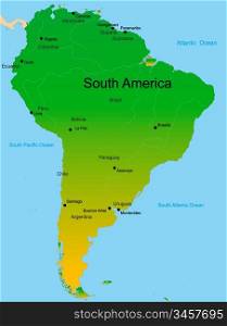 Detailed vector map of south america continent