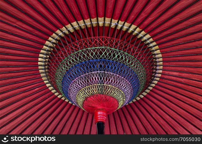 Details of a traditional colorful Japanese parasol