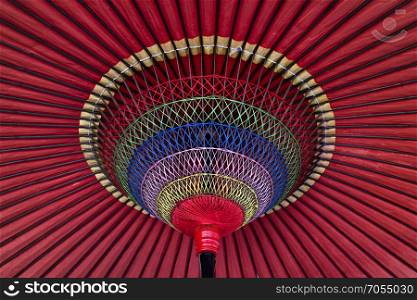 Details of a traditional colorful Japanese parasol