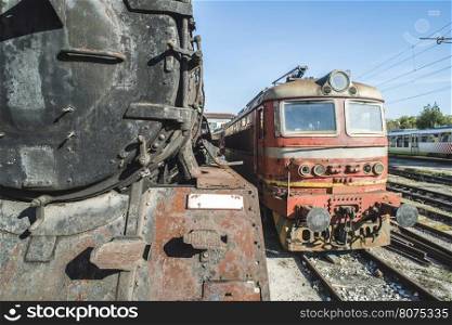 Details of an old steam locomotives. Bulgaria