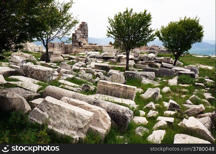 Details of ancient ruins in Sagalassos in Turkey