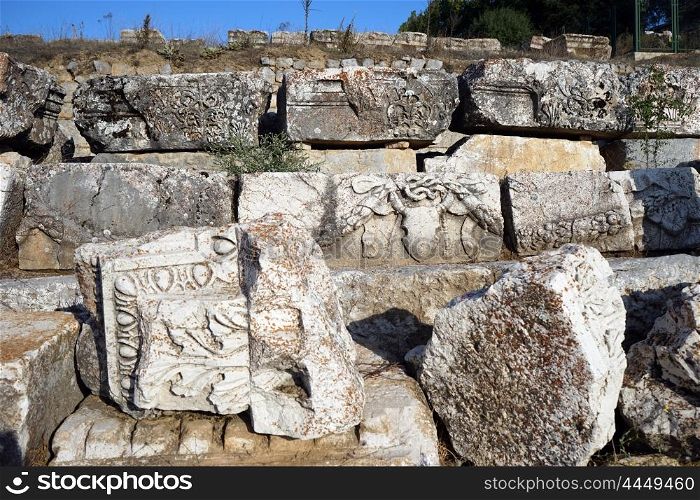 Details of ancient temple in Antiohia Pisidia, Turkey