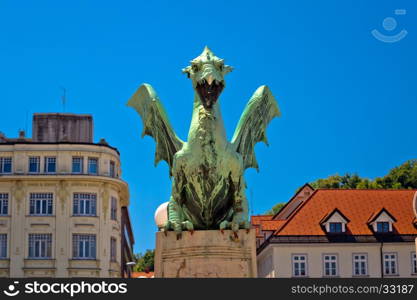 Details of Dragon bridge of Ljubljana, capital of Slovenia