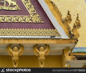 Details of roof on Royal Palace in Phnom Penh Cambodia