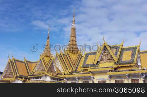 Details of roofs and architecture of the Royal Palace in Phnom Penh, Cambodia, Asia. Sequence