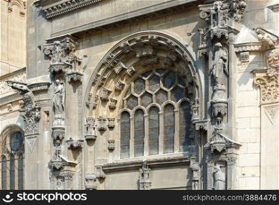 Details of the Church of St Eustace, Paris. The present building was built between 1532 and 1632. Architects are unknown.