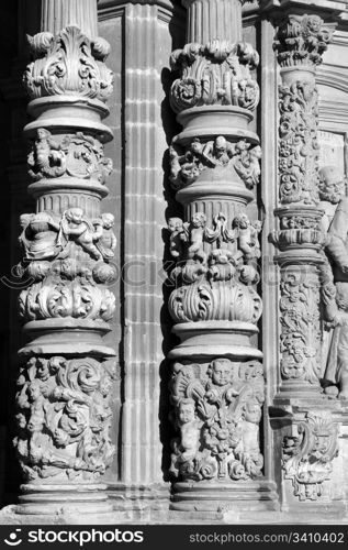 details of the famous Catholic cathedral in Astorga, Spain