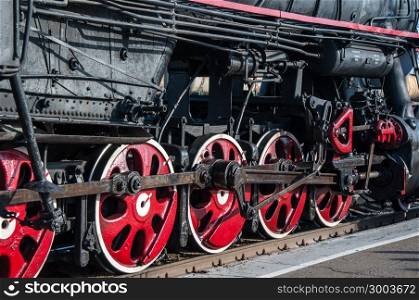 Details of vintage steam locomotive