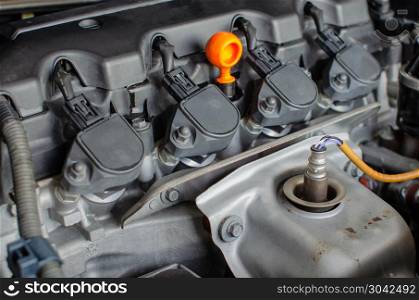 Details on car engine. Car engine