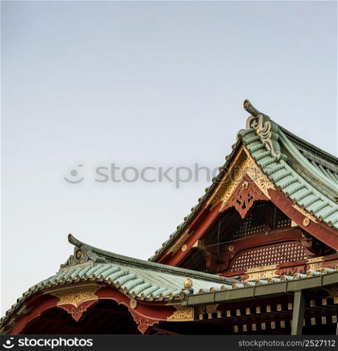 details traditional japanese wooden temple roof