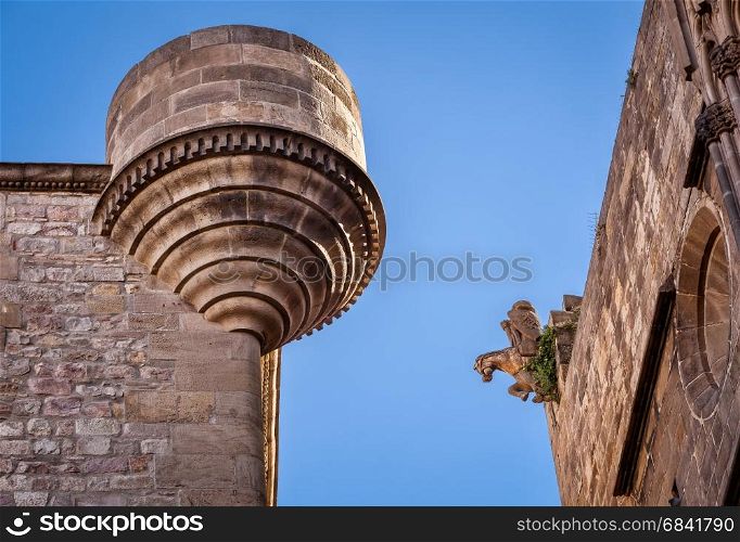 Details View of Reial Major Palace in Barcelona, Catalonia, Spain