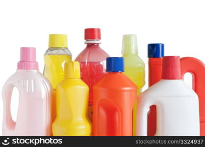 detergent bottles isolated on white background