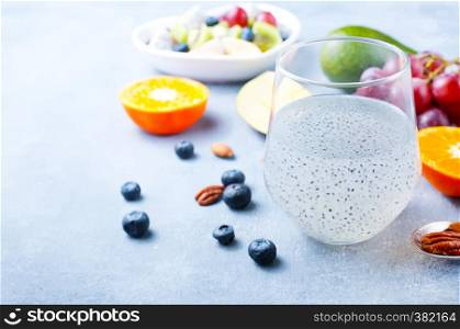 detox drink with chia seeds in glass