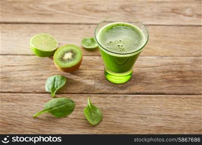 Detox green juice cleansing recipe with also kiwi lemon cucumber spinach