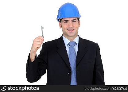 Developer with key in hand