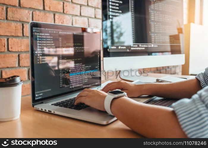 Developing programmer reading computer codes Development Website design and coding technologies.