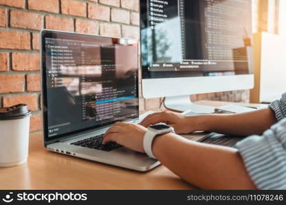 Developing programmer reading computer codes Development Website design and coding technologies.