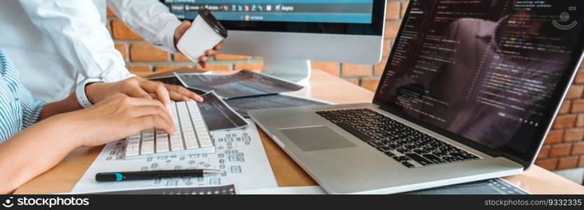 Developing programmer reading computer codes Development Website design and coding technologies.