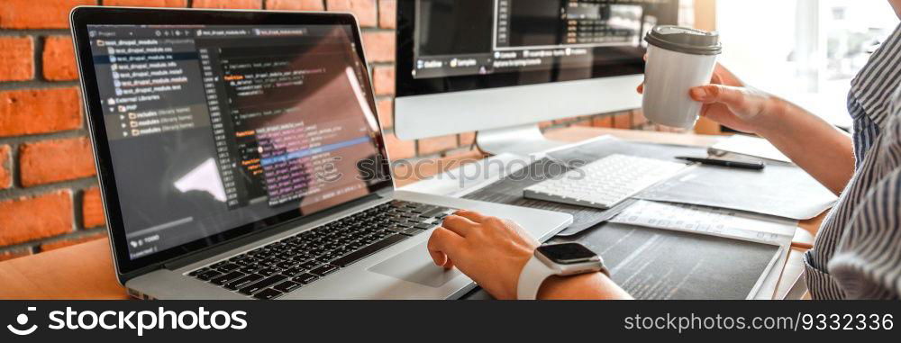 Developing programmer reading computer codes Development Website design and coding technologies.
