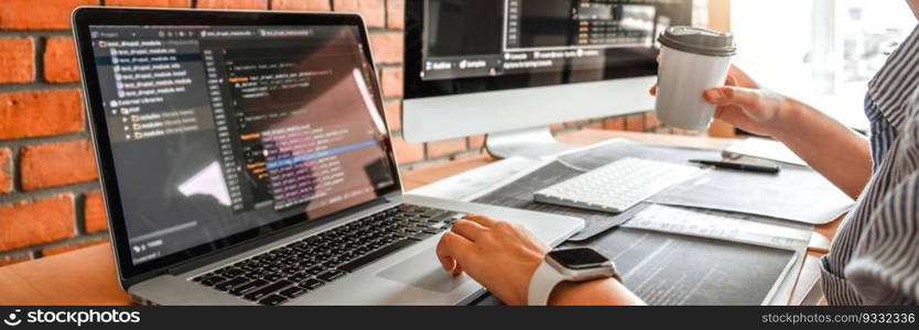 Developing programmer reading computer codes Development Website design and coding technologies.
