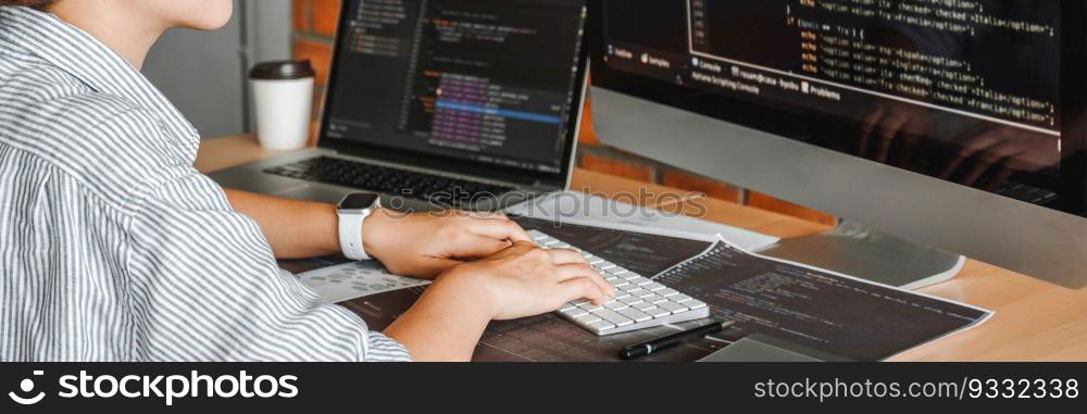Developing programmer reading computer codes Development Website design and coding technologies.