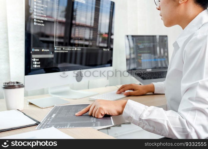 Developing programmer reading computer codes Development Website design and coding technologies.