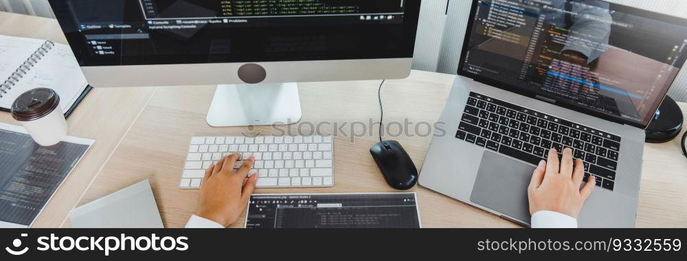 Developing programmer reading computer codes Development Website design and coding technologies.
