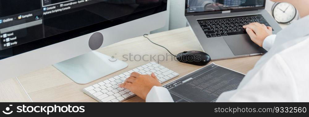 Developing programmer reading computer codes Development Website design and coding technologies.