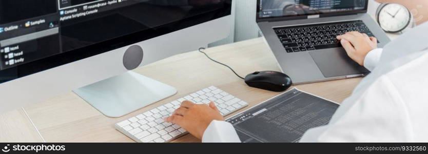 Developing programmer reading computer codes Development Website design and coding technologies.