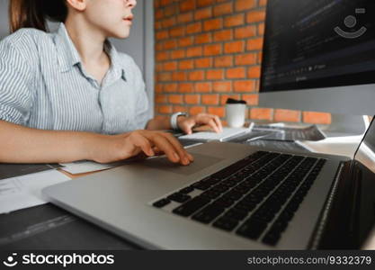 Developing programmer team reading computer codes Development Website design and coding technologies