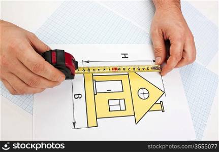 development drawings and tools on graph paper