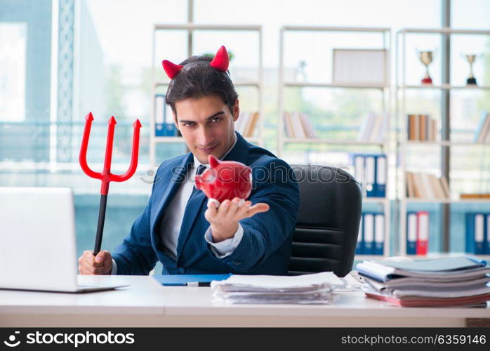 Devil angry businessman in the office