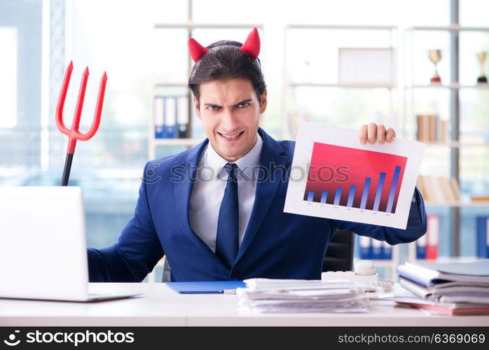 Devil angry businessman in the office