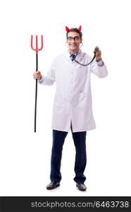 Devil doctor in funny medical concept isolated on white background. Devil doctor in funny medical concept isolated on white backgrou