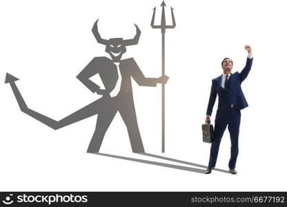 Devil hiding in the businessman - alter ego concept