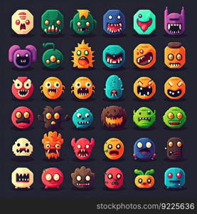 devil monster character avatar ai generated. cute, face funny, alien icon devil monster character avatar illustration. devil monster character avatar ai generated