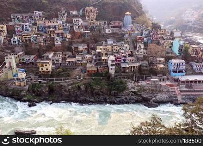 Devprayag of Uttarakhand, is one of the Panch Prayag  five confluences  of Alaknanda River where Alaknanda and Bhagirathi rivers meet and take the name Ganges River.