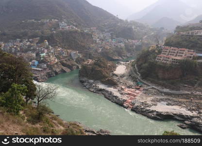 Devprayag of Uttarakhand, is one of the Panch Prayag  five confluences  of Alaknanda River where Alaknanda and Bhagirathi rivers meet and take the name Ganges River.
