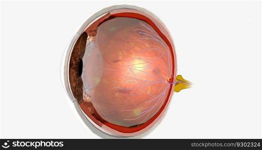 Diabetic retinopathy is a complication of diabetes that affects the eyes. 3D rendering. Diabetic retinopathy is a complication of diabetes that affects the eyes.
