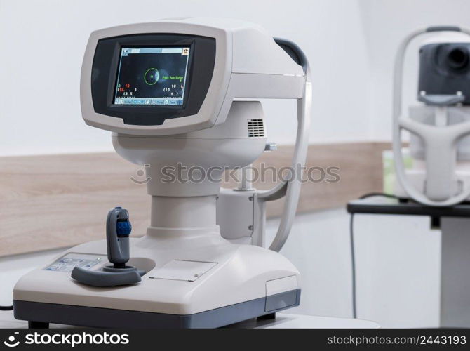 diagnostic ophthalmologic equipment. modern medical equipment in eye hosπtal. medici≠concept. equipment in the eye clinic