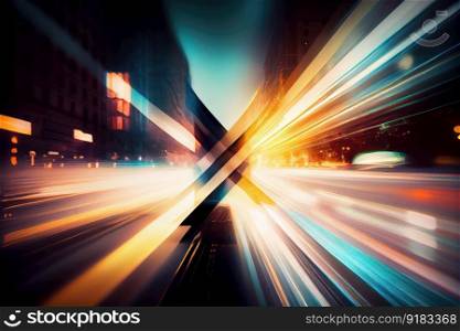 diagonal cross-section of blur and light, with different intensities illuminating the scene, created with generative ai. diagonal cross-section of blur and light, with different intensities illuminating the scene