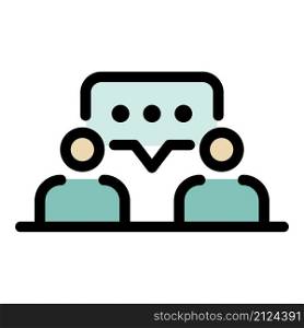 Dialogue between two people icon. Outline dialogue between two people vector icon color flat isolated. Dialogue between two people icon color outline vector