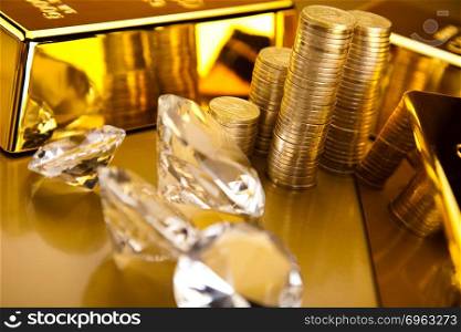 Diamond and gold, ambient financial concept