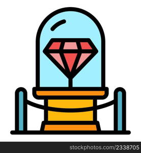 Diamond auction icon. Outline diamond auction vector icon color flat isolated. Diamond auction icon color outline vector